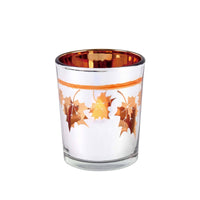 Thanksgiving-Harvest Glass Votive With Maple Leaf Cutout 2.5" X 2", 3 Assortments