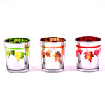 Thanksgiving-Harvest Glass Votive With Maple Leaf Cutout 2.5" X 2", 3 Assortments