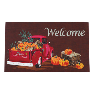 Thanksgiving Truck-Wheelbarrow Welcome Mat, 30" X 17.75" X .2", 2 Designs