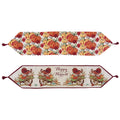 Thanksgiving-Turkey-Pumpkin Motif Woven Table Runner, 13" X 54", 2 Designs
