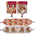 Thanksgiving-Turkey-Pumpkin Motif Woven Table Runner, 13" X 54", 2 Designs
