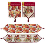 Thanksgiving-Turkey-Pumpkin Motif Woven Table Runner, 13" X 54", 2 Designs