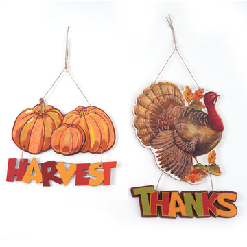 Thanksgiving Pop Layer/Glitter Paper Hanging Decor, 21.25" X 11.75", 2 Designs