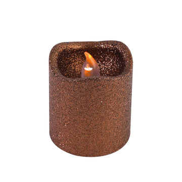 3" Thanksgiving Glitter Led Votive Candle In Display 3"H X 2.75"D, 4 Colors