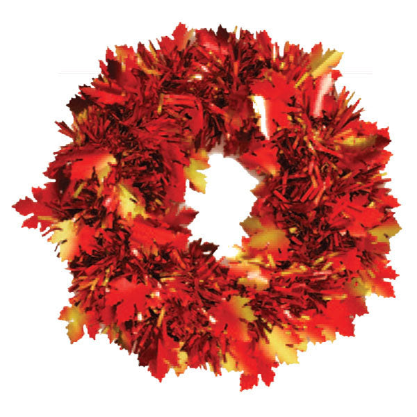 21" Embossed Foil Harvest Wreath With Maple Leaves, 1 Design