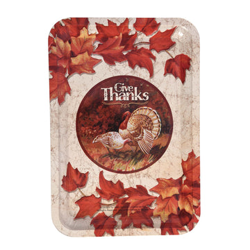 Harvest Rectangle Tin Tray 13" X 9", 2 Designs