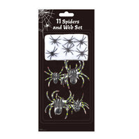 11Pc Halloween Spiders And Web Set