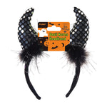 Devil Horns Headband With Sequins & Feathers, 3 Colors