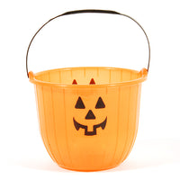 1Ct Halloween Orange Pumpkin Plastic Container With Handle 8" X6.25", 1 Colors