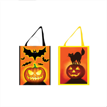 14.25" X 15.5" Non Woven Halloween Printed Tote Bags With Lamination, 2 Designs