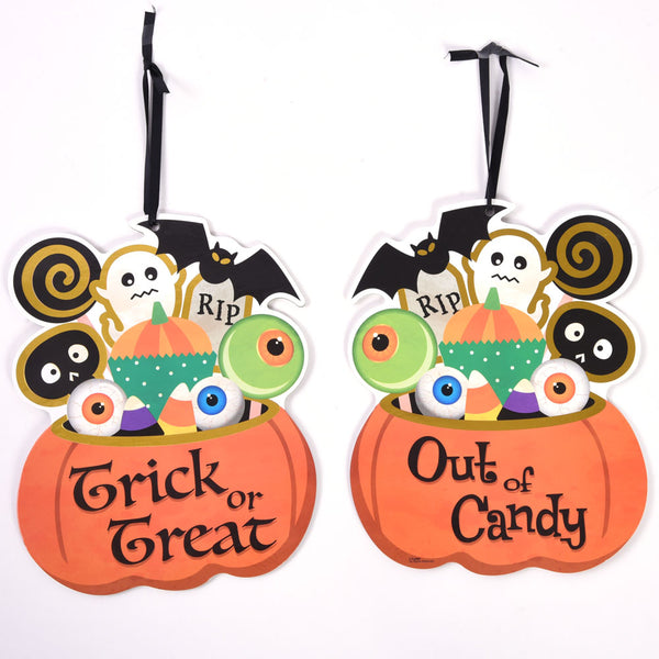 Halloween Reversible Door Sign With Hot Stamping 7" X 9"