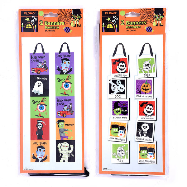 2Ct 2' Halloween Character Vertical Banner With Hot Stamping, 2 Assortments