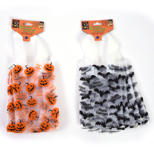 6Ct Halloween Frosted Treat Bags, 2 Assortments