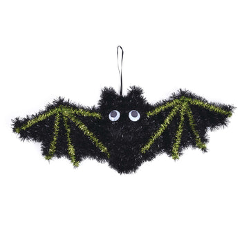 Halloween Tinsel Bat With Googly Eyes 18" X 7.5", 3 Assortments