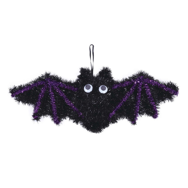 Halloween Tinsel Bat With Googly Eyes 18" X 7.5", 3 Assortments