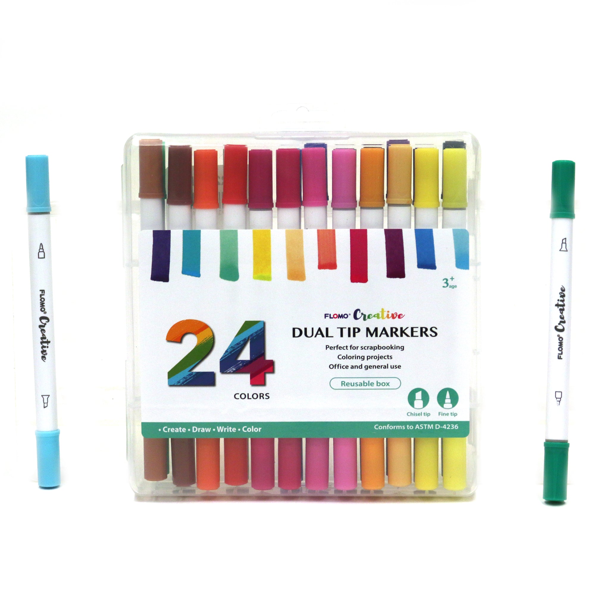 Incraftables Dual Tip Markers Set (24 Colors). Best Fine Tip