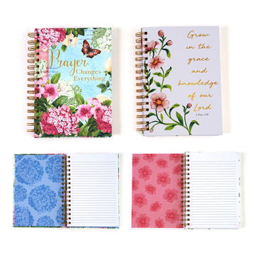 100 Sheet Hard Cover Journal Religious Floral Thoughts, Hot Stamp, 8.5"X6", 2 Designs