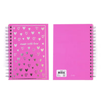 100 Sheet Hard Cover Journal Inspire Me Hearts, Hot Stamp, 8.5"X6", 2 Designs