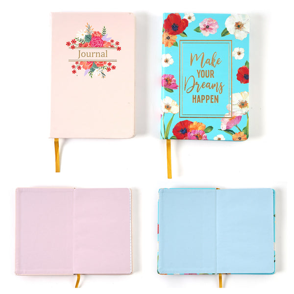 128Sht/256 Pages Pu Cover Hot Stamp Book Bound Journal,Floral Life,5.5"W X 8.25"L,2 Designs