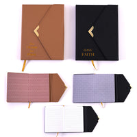 128 Sht/256 Pages Pu Envelope Flap Religious Journal,Brown-Black,6"W X 8"L,2 Designs