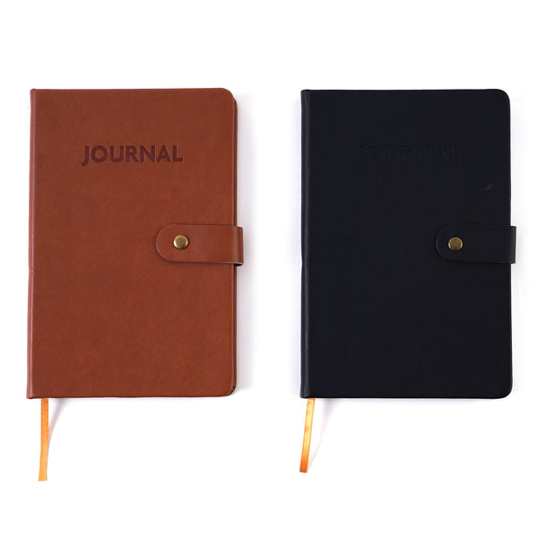 128 Sht/256 Page Soft Pu Leather Cover Journal, 5.5"W X 8"L, Light Brown/Black 2 Designs