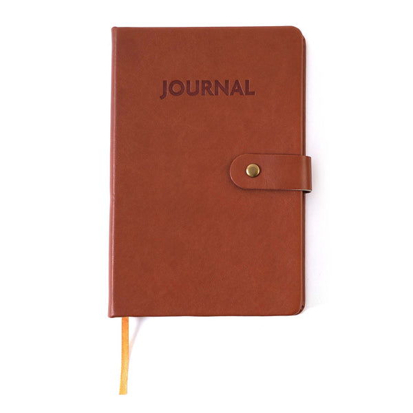 128 Sht/256 Page Soft Pu Leather Cover Journal, 5.5"W X 8"L, Light Brown/Black 2 Designs