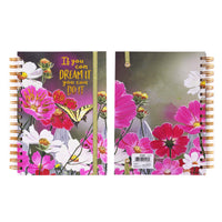 160 Sht Jumbo Spiral Dreamy Floral/Hopeful Stripe Hot Stamp Journal, 8.5"X6.25", 2 Designs