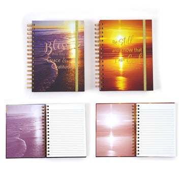 160 Sht Jumbo Spiral Hot Stamp Journal, Religious Beach Blessings, 8.5"X6.25", 2 Designs