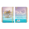 160 Sht Jumbo Spiral Hot Stamp Journal, Religious Faithful Beach, 8.5"X6.25", 2 Designs