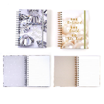 160 Sht Jumbo Spiral Hot Stamp Journal, Sparkling Gems, 8.5"X6.25", 2 Designs