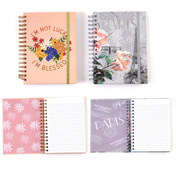 160 Sht Jumbo Spiral Hot Stamp Journal, Blessed In Paris, 8.5"X6.25", 2 Designs