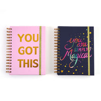 160 Sht Jumbo Spiral Hot Stamp Journal, You Got This/You'Re Magical, 8.5"X6.25", 2 Designs