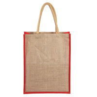 Everyday Large Jute Red Colorblock Bag, 14" X 18" X 5.5"