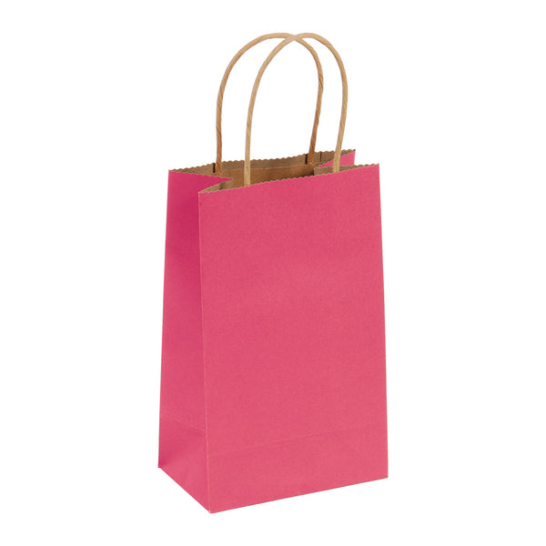 Narrow Medium, Solid Color Red Brown Kraft Bag With Brown Paper Twisted Handle