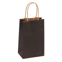 Narrow Medium, Solid Color Black Brown Kraft Bag With Brown Paper Twisted Handle