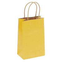 Narrow Medium, Solid Color Yellow Brown Kraft Bag With Brown Paper Twisted Handle