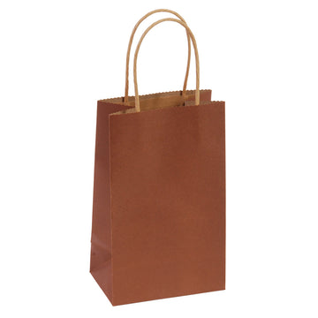 Narrow Medium, Solid Color Brown Color Brown Kraft Bag With Brown  Paper Twisted Handle
