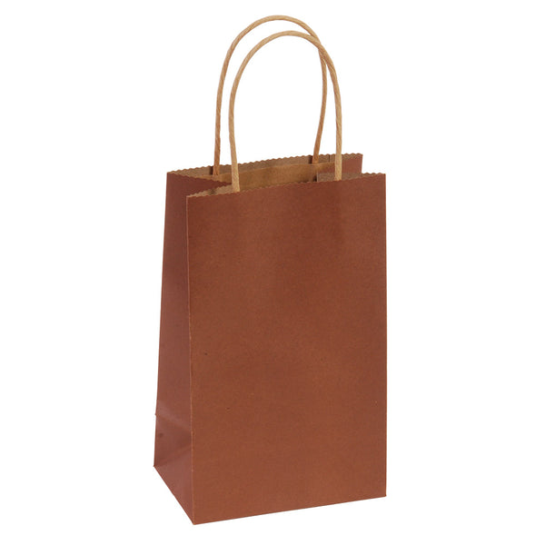 Narrow Medium, Solid Color Brown Color Brown Kraft Bag With Brown  Paper Twisted Handle