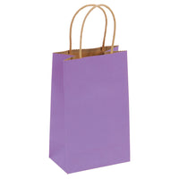 Narrow Medium, Solid Color Purple Brown Kraft Bag With Brown Paper Twisted Handle
