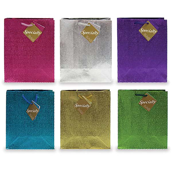 Large Bright Embossed Metallic Brown Kraft Gift Bag, 6 Colors