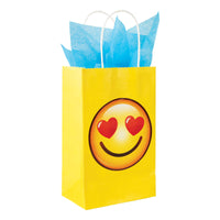 1Pc Narrow Medium Happy Faces Kraft Bag, 4 Designs