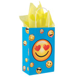 1Pc Narrow Medium Happy Faces Kraft Bag, 4 Designs