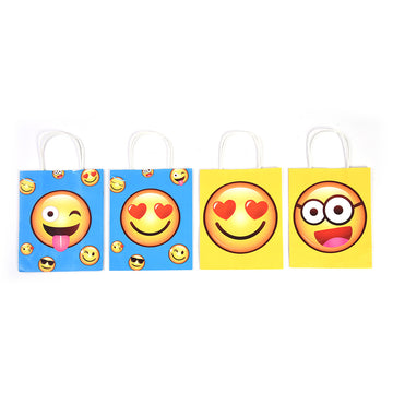 1Pc Euro Medium Happy Faces Kraft Bag, 4 Designs