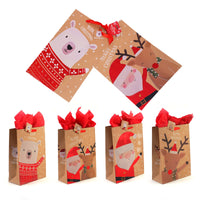 2Pk Extra Large Hello Christmas Kraft Hot Stamp Bag, 4 Designs
