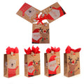3Pk Large Hello Christmas Kraft Hot Stamp Bag, 4 Designs