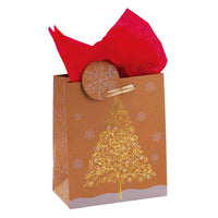 Large Christmas Holiday Glitter Kraft Gift Bag, 6 Designs
