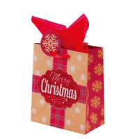 Large Christmas Holiday Glitter Kraft Gift Bag, 6 Designs