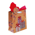 Large Christmas Holiday Glitter Kraft Gift Bag, 6 Designs