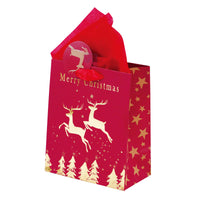 Medium Christmas Holiday Glitter Kraft Bag, 6 Designs
