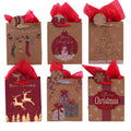 Large Christmas Holiday Glitter Kraft Gift Bag, 6 Designs